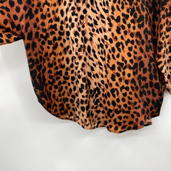 Natori Wild Cheetah PJ Top Womens Sz XS Brown Black Oversized Animal Print Loose - Picture 3 of 11